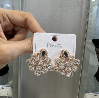 گوشواره طرح جواهر لوکس یاقوت کبود 💙🦚