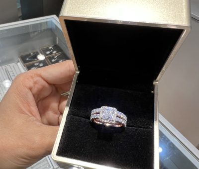 حلقه پشت حلقه نقره جواهر پرنس دو رنگ 💍💍💎