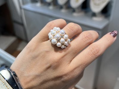 انگشتر طرح طلا مروارید