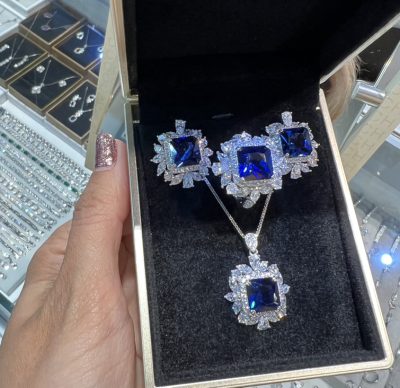 نیمست نقره جواهر یاقوت کبود لوکس 💙