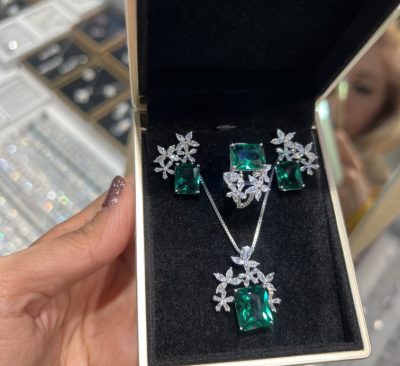 نیمست نقره جواهر لوکس زمرد 💚