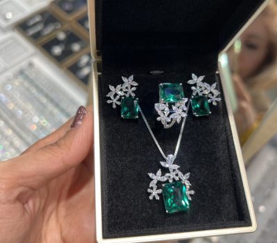 نیمست نقره جواهر زمرد لوکس 💚