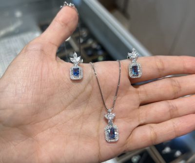 نیمست نقره جواهر توپاز آبی🩵🩵🩵🩵