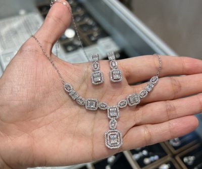 سینه ریز و گوشواره نقره جواهر امرالدکات 💎