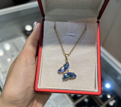 گردنبند تمام استیل پروانه هفت رنگ 🦋