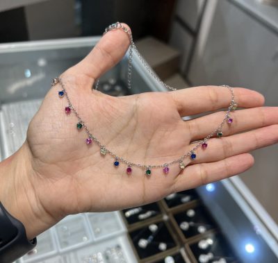 سینه ریز نقره جواهر مولتی کالر 🌈💎