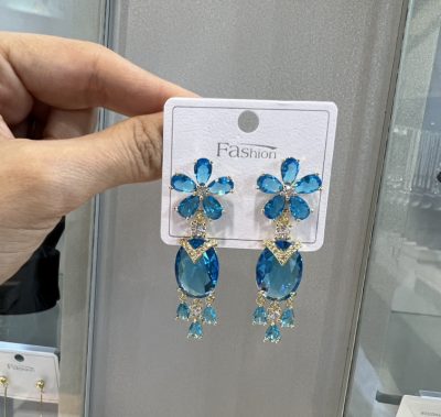 گوشواره طرح طلا توپاز آبی 💎🩵