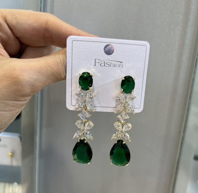 گوشواره طرح طلا زمرد 💚🤌💎