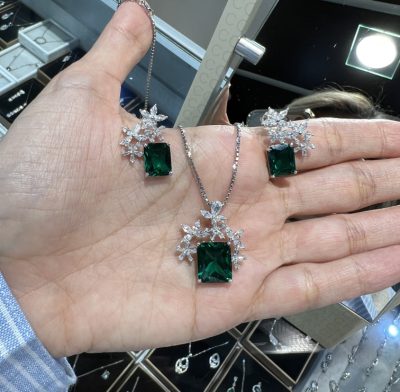 نیمست نقره جواهر لوکس زمرد 💚