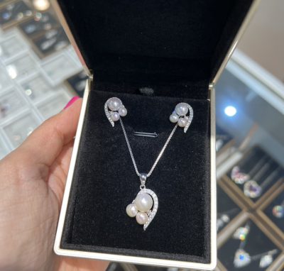 نیمست نقره جواهر با مروارید اصل 🤤💎