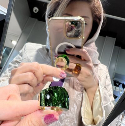 انگشتر تمام استیل سواروسکی سبز 💚