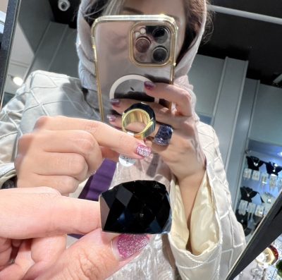 انگشتر تمام استیل سواروسکی مشکی 🖤