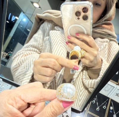 انگشتر طرح طلا لوکس مروارید 🥰🤩