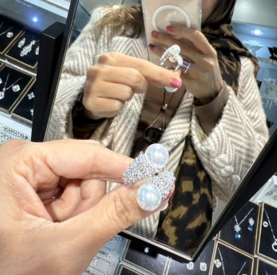 انگشتر طرح جواهر لوکس مروارید 🤌🤍💎💍