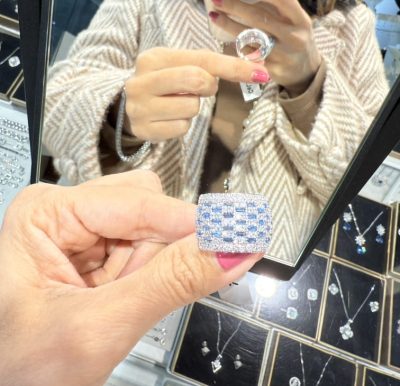 انگشتر طرح جواهر توپاز آبی 🩵💎