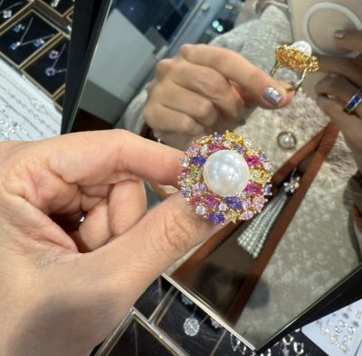 انگشتر طرح طلا لوکس مروارید  🥰🤌🤩💍🌈