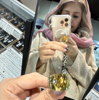 انگشتر تمام استیل سواروسکی زرد/سیترین💛