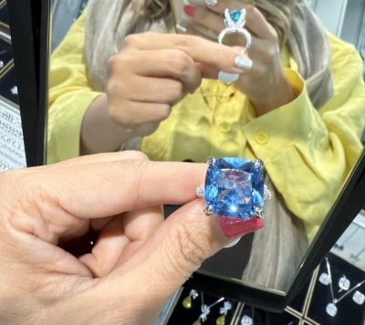 انگشتر طرح جواهر توپاز آبی 🩵💎👌