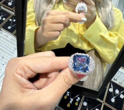 انگشتر طرح جواهر لوکس توپاز آبی🩵💎