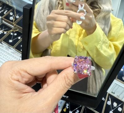 انگشتر طرح جواهر یاقوت صورتی سلین💎💕